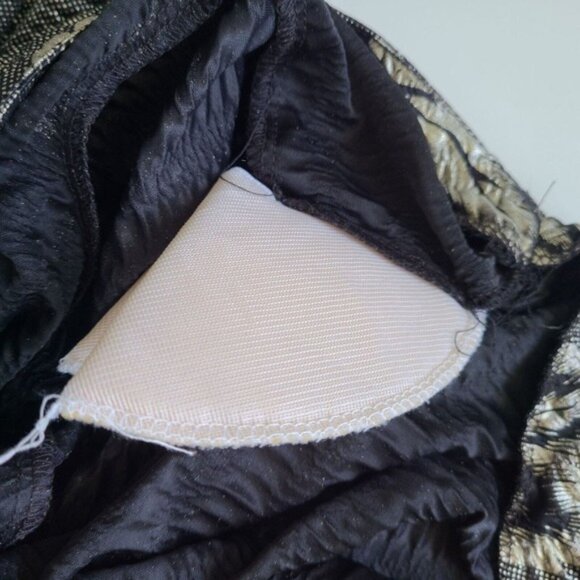 Vintage 80s Fun Funky Metallic Blouse Tag sz 18 Black Silver Leaf Slinky - Picture 9 of 15